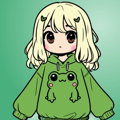 girl wearing frogging sweatshirt