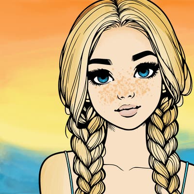 realistic girl with braids