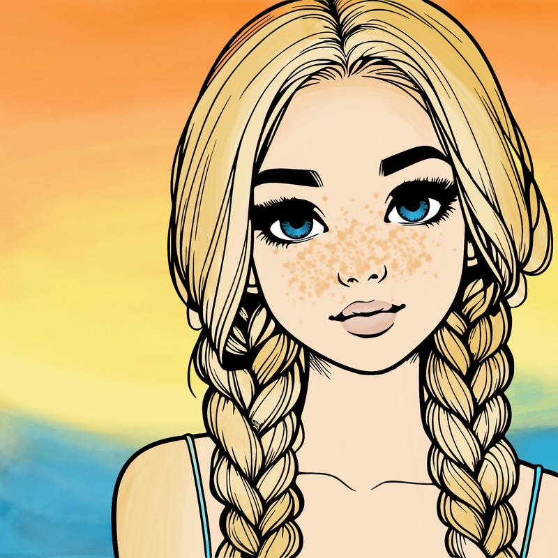 realistic girl with braids