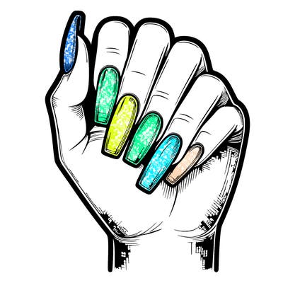 realistic hand with square nails