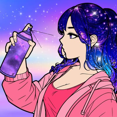 a realistic girl spray, painting