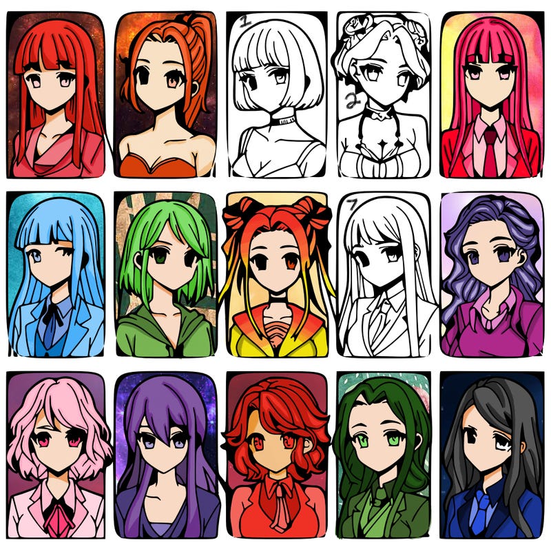 girls that look diffrent anime