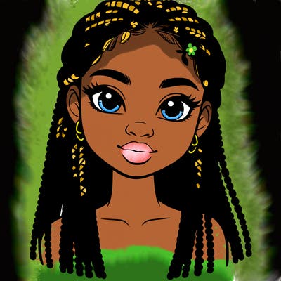 a realistic black girl with braids