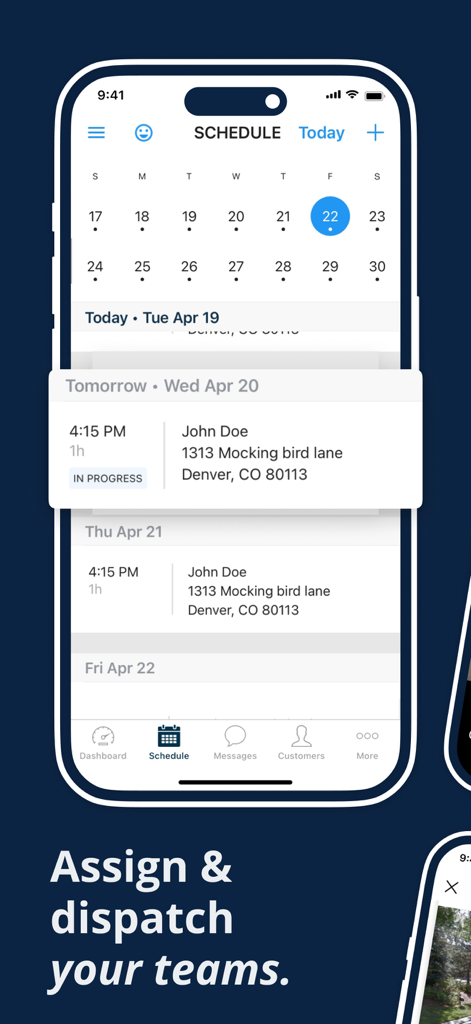 Housecall Pro: Field Service - Housecall Pro mobile app schedule interface for dispatching teams and managing home service jobs.