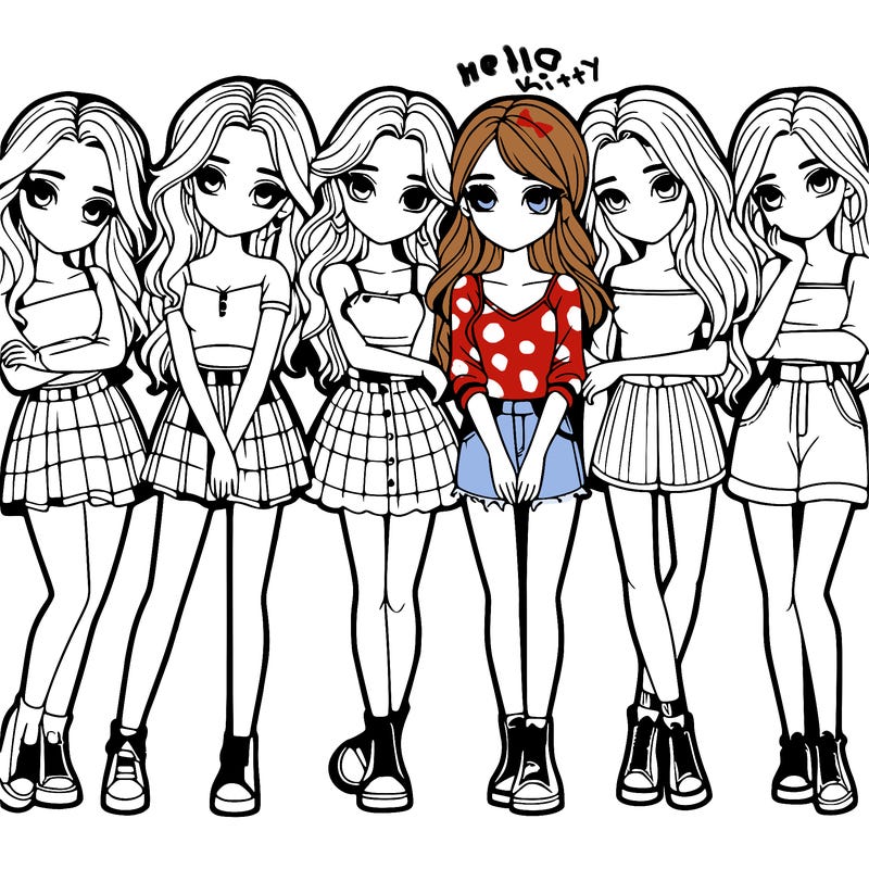 a group of girls realistic