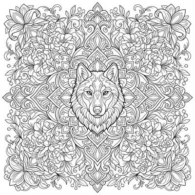 Discover the majestic spirit of the wolf intertwined with the vibrant energy of spring in this exquisite mandala coloring page. Perfect for adults and teens, it offers a deeply meditative art experience blending detailed patterns with natural beauty.