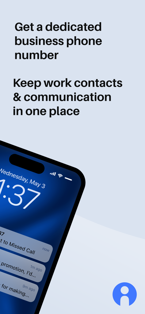 Dedicated business phone number and contact management on a smartphone