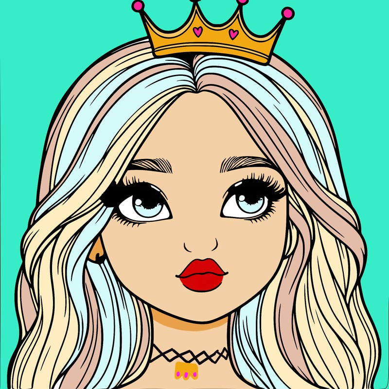 a realistic girl with a crown on