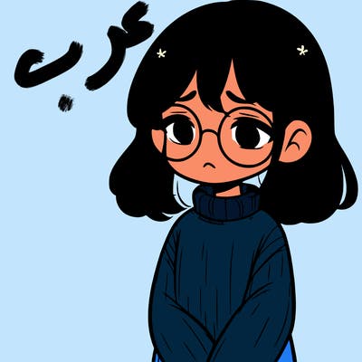 sad girl with glasses in a sweater