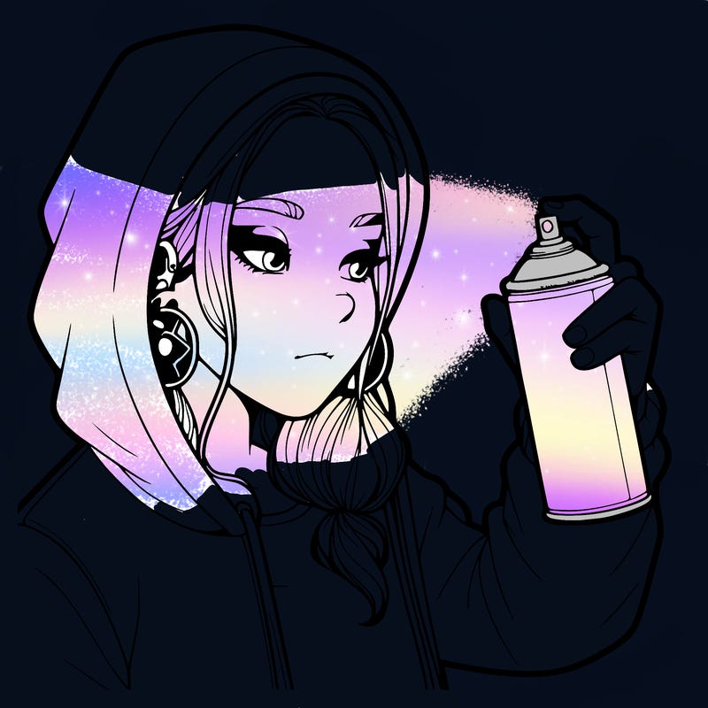 a realistic girl, spray painting