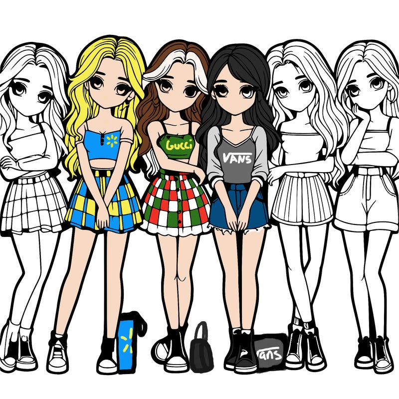 a group of girls realistic