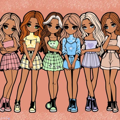 a group of girls realistic
