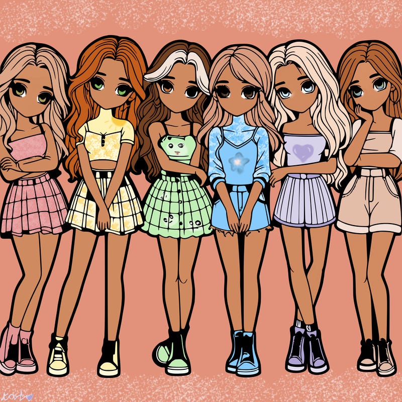 a group of girls realistic