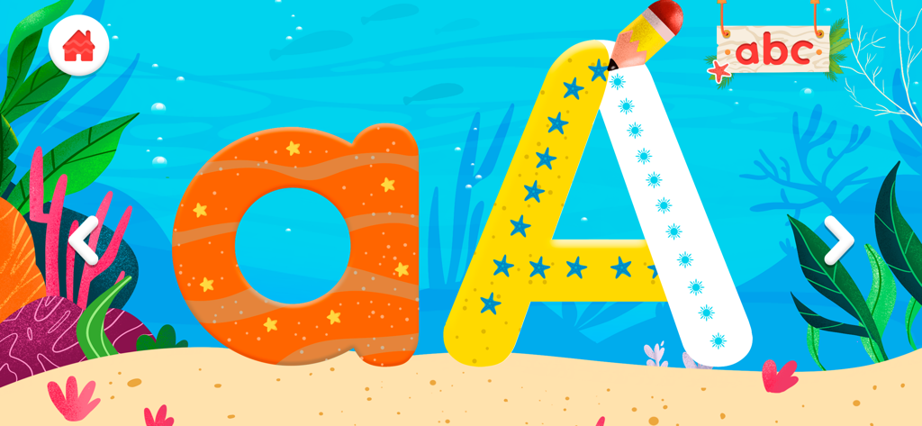 La Risa de las Vocales y Abc - Trazando la letra A en la aplicación educativa La Risa de las Vocales