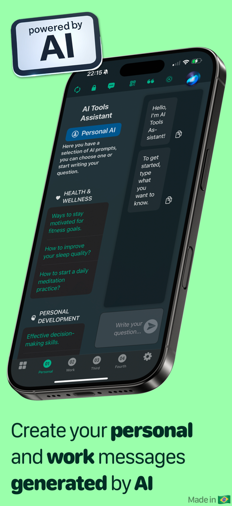 Messenger Multi for AI tools assistant screen with AI text generation prompts