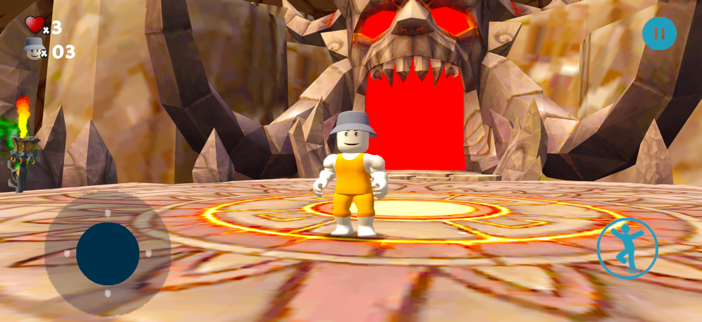 Parkour Escape Prison Breakout - A character in a yellow prison jumpsuit stands before a large skull gateway with glowing red eyes.