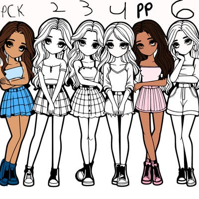 a group of girls realistic