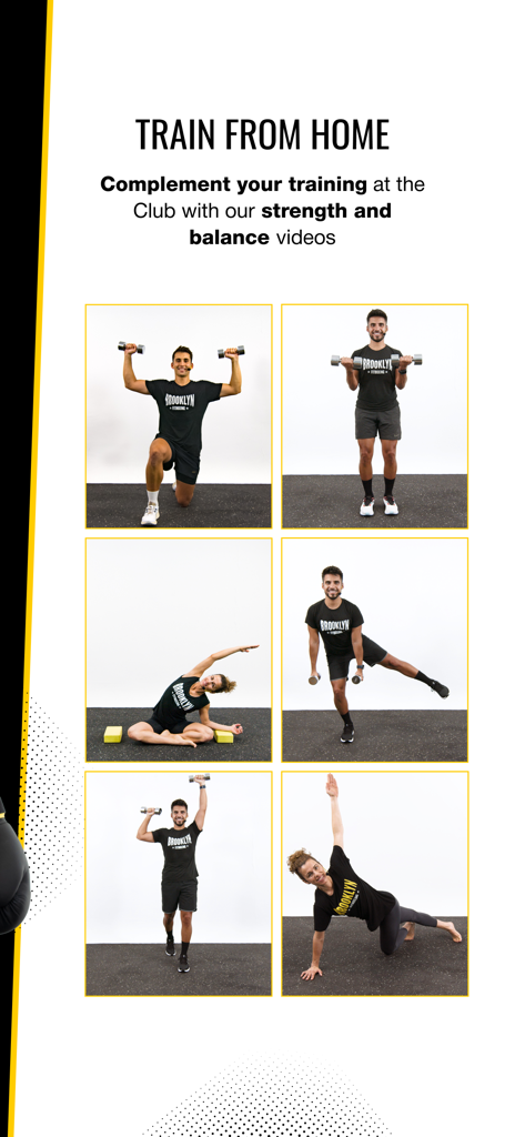 Brooklyn Fitboxing - Screen showing strength and balance training videos for home workouts in the Brooklyn Fitboxing app