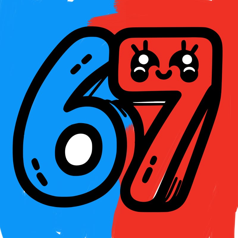 the numbers 67