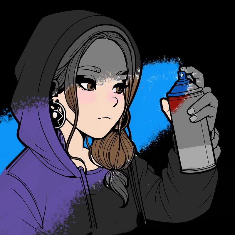 a realistic girl, spray painting