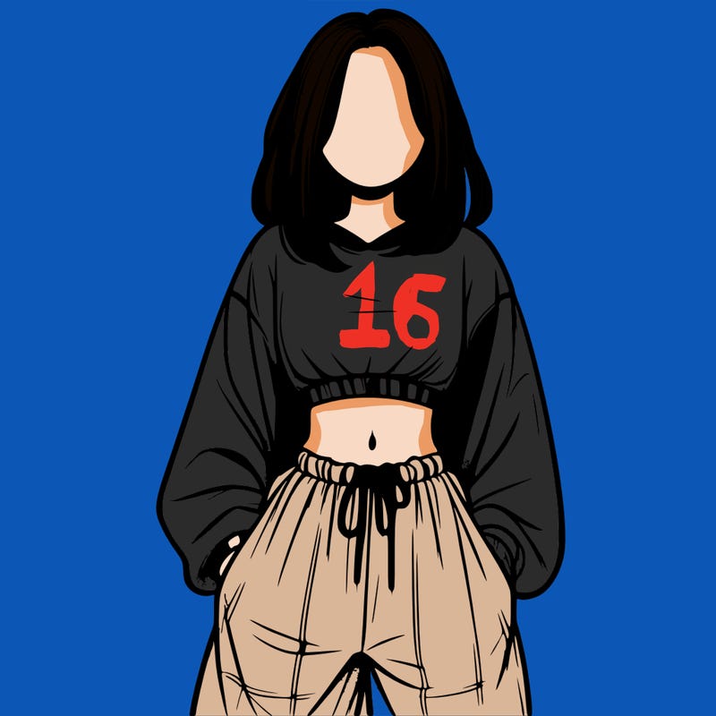 realistic girl faceless with baggy pants and a crop top