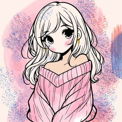 shy pretty girl wearing a sweater that is falling off one shoulder portrait