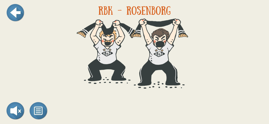 Time Travel Trondheim - Cartoon illustration of two Rosenborg football fans holding a scarf above their heads
