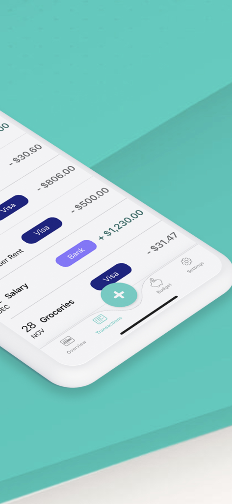 Xpence: Money Tracker - Transaction list and navigation bar in Xpence money tracker app