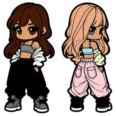 girl in crop top and baggy pants