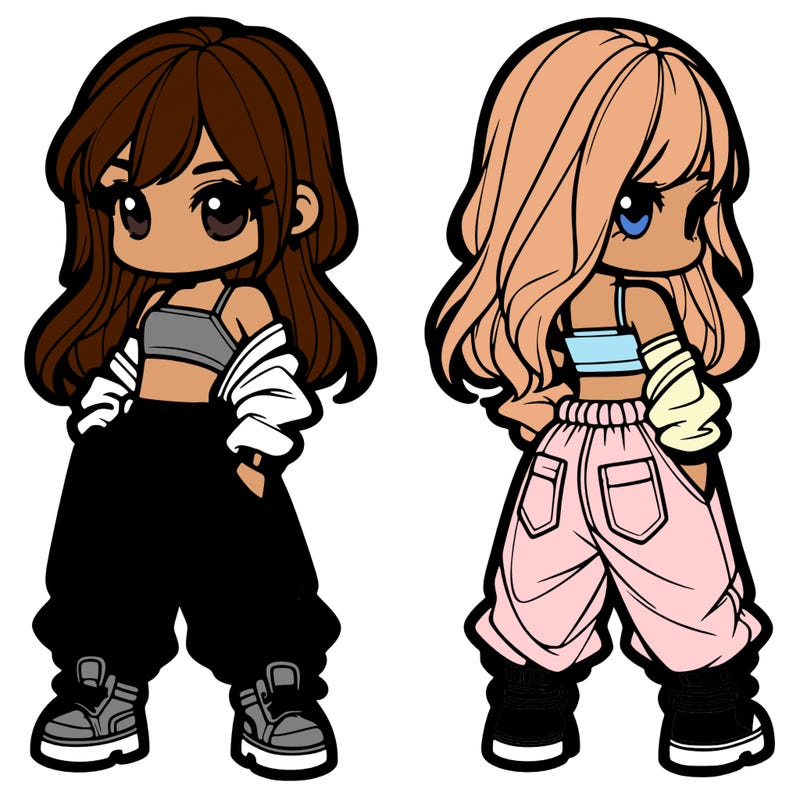 girl in crop top and baggy pants