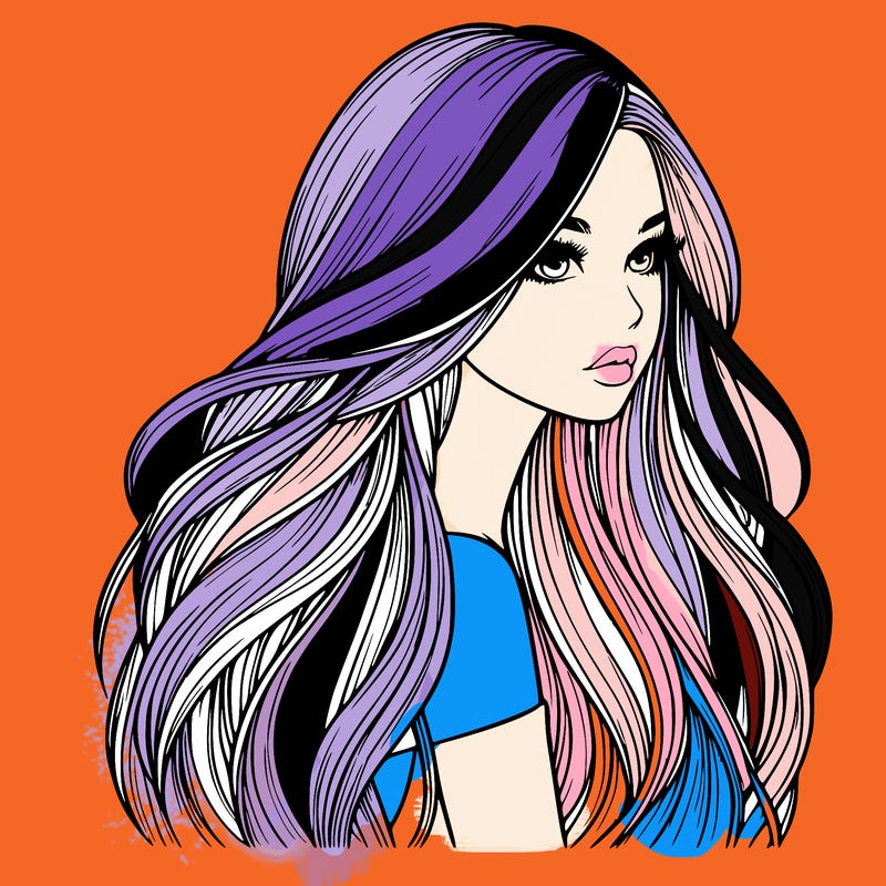 realistic girl with long realistic hair