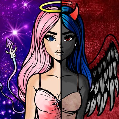 devil vs angel realistic girl