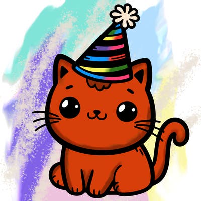 cat with a party hat on