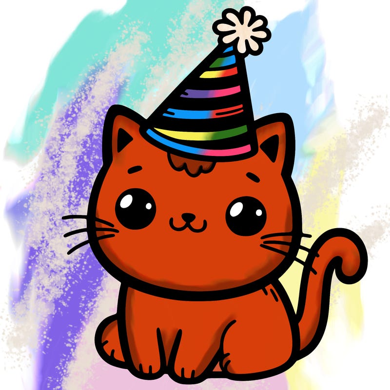 cat with a party hat on