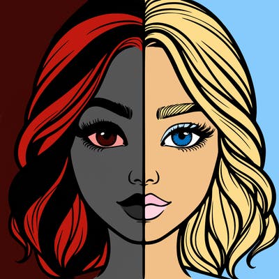 realistic girl split half