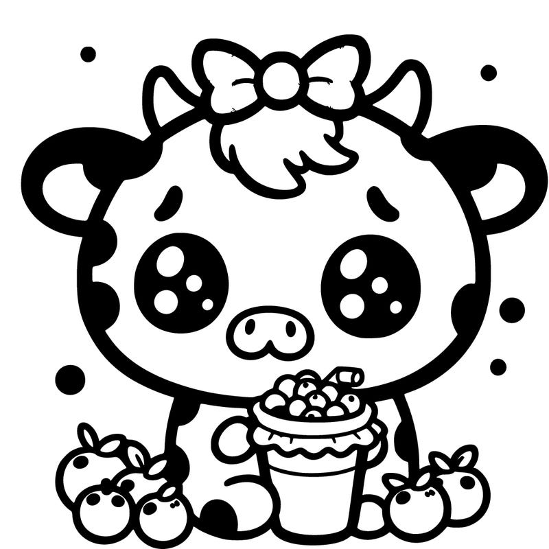 kawaii blueberry cow anime but no black spots with blueberries