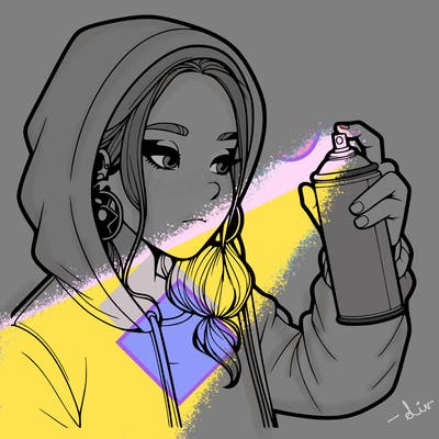 a realistic girl, spray painting