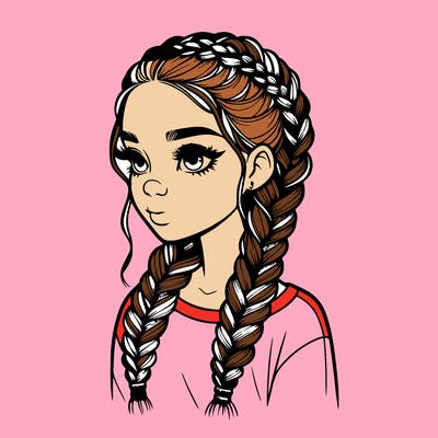 realistic girl with braids