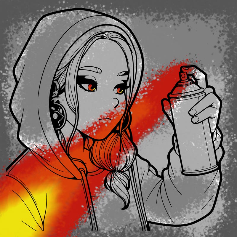a realistic girl, spray painting