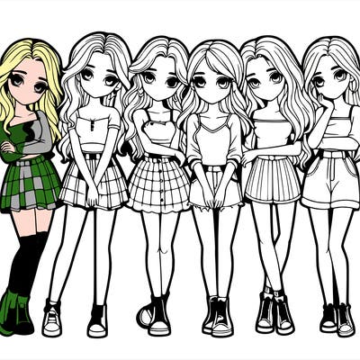 a group of girls realistic