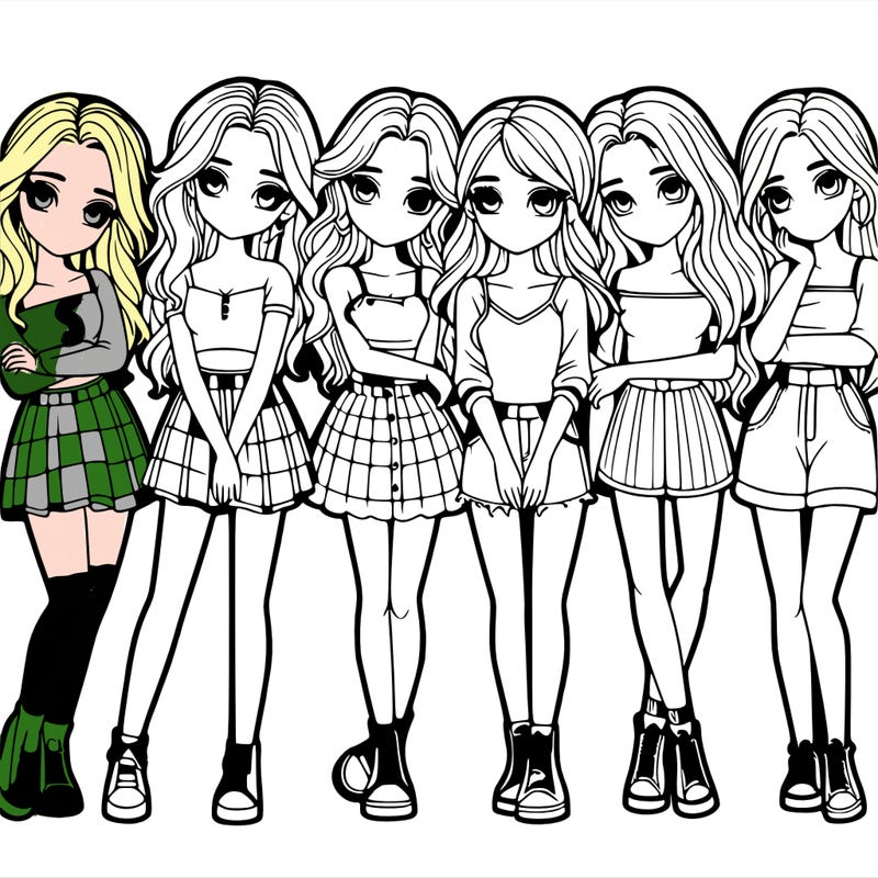 a group of girls realistic