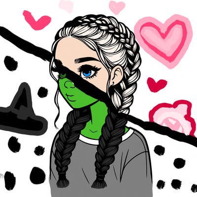 realistic girl with braids