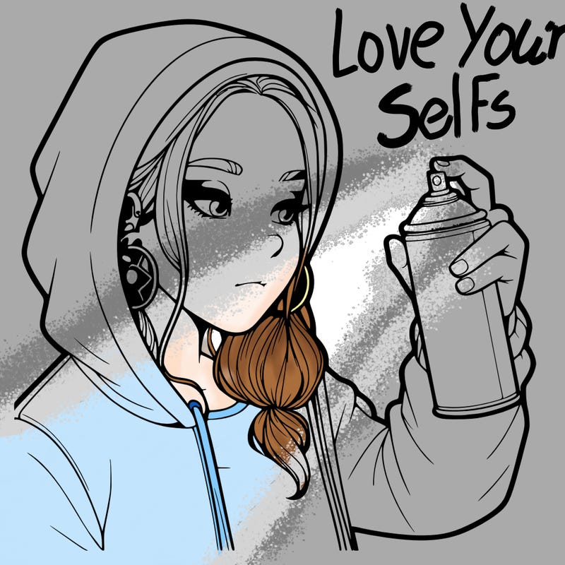 a realistic girl, spray painting