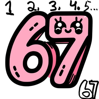 the numbers 67