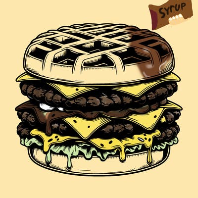 realistic waffle burger