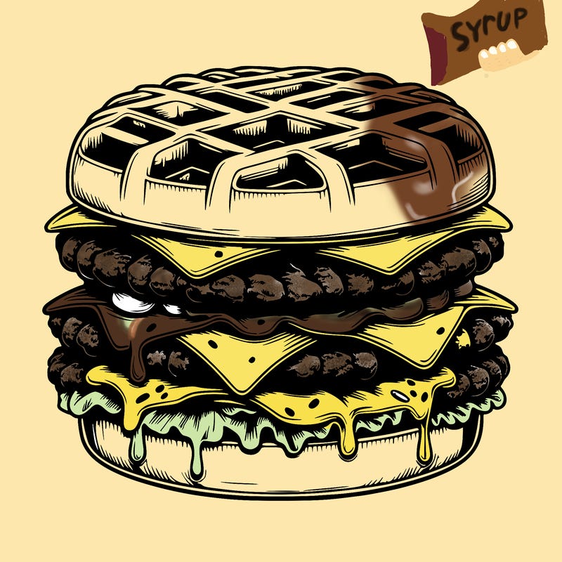 realistic waffle burger