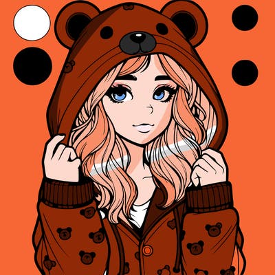 realistic girl in a animal pjs hoodie