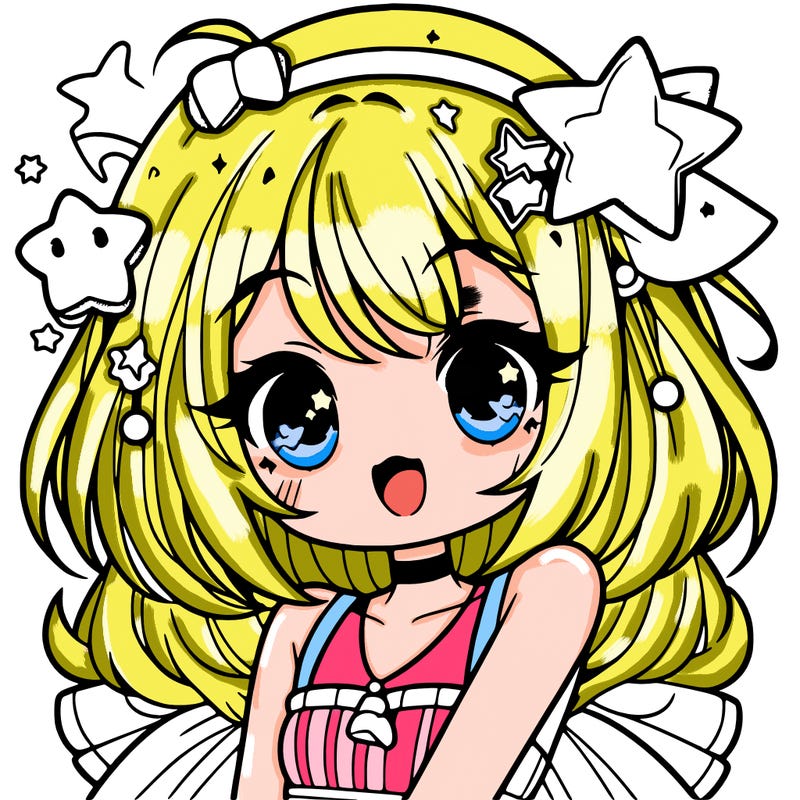 cute anime girl with star accessories