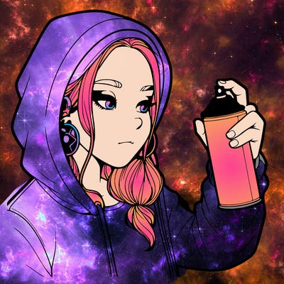 a realistic girl, spray painting