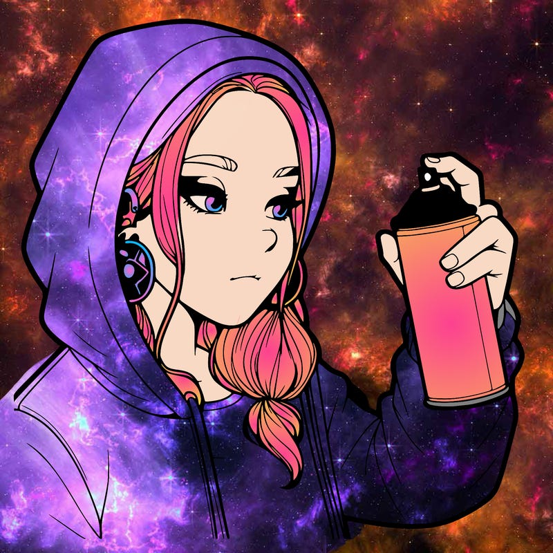 a realistic girl, spray painting